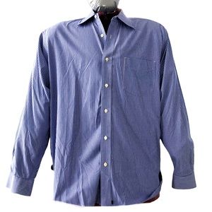 Gap Classic men’s long sleeve blue white pin stripe shirt front pocket size XL